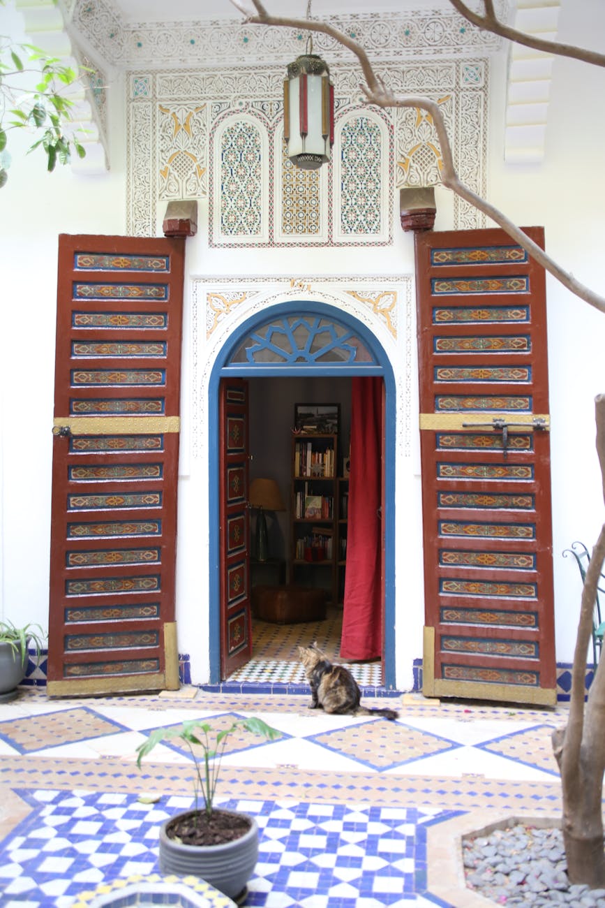 A Marrakech riad courtyard with zellige tiling and traditional Moorish architecture — the format that anchors most medina stays in the city.